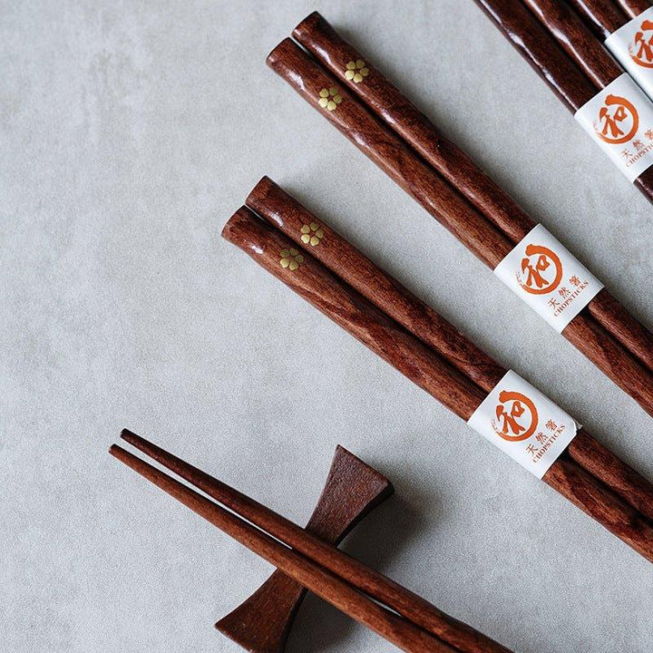 Golden Sakura Wooden Chopstick Set