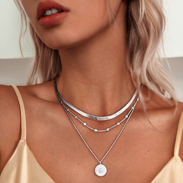 Triple Layer Silver Necklace
