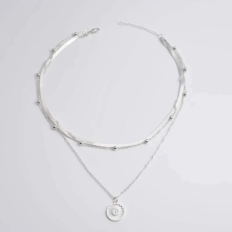 Triple Layer Silver Necklace