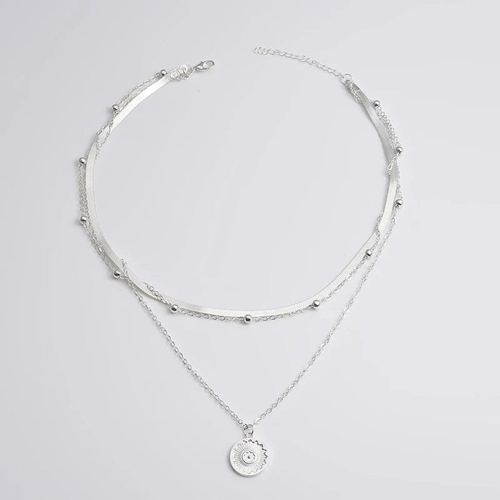 Triple Layer Silver Necklace