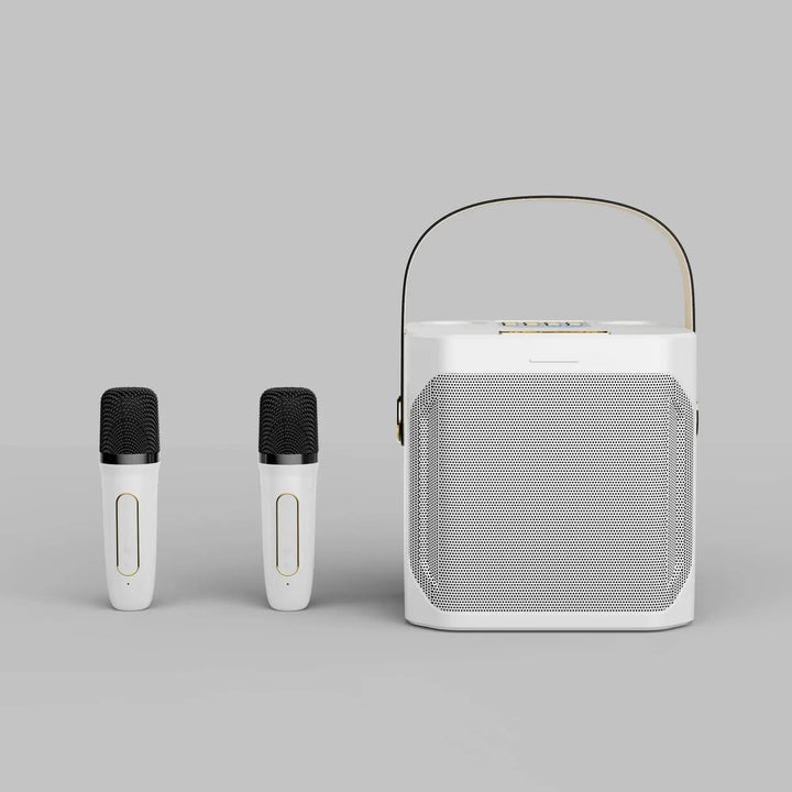 High-Performance Portable Karaoke Bluetooth Speaker – 360° Stereo Surround Wireless Subwoofer with Dual Microphones