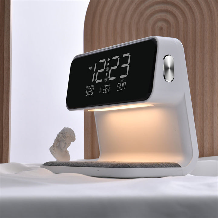 3-in-1 Bedside Lamp with Wireless Charging – LCD Alarm Clock & Touch Dimmable LED Table Light