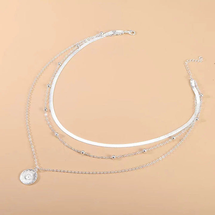 Triple Layer Silver Necklace