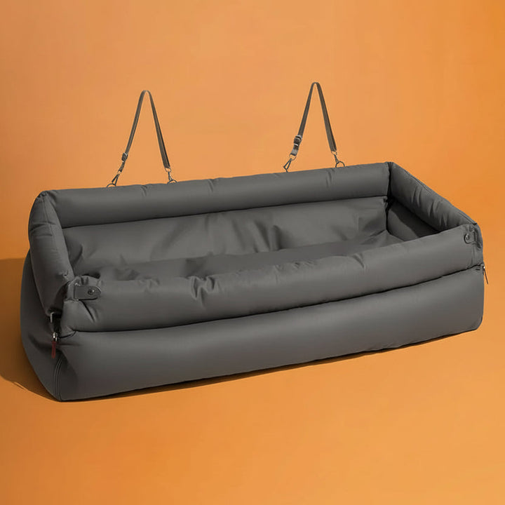 Large Dog Car Seat Bed in Faux Leather with Elegant Finish and Non-Slip Support