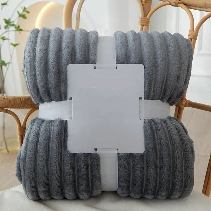 Wide Flannel Fleece Blanket with Stripe Pattern