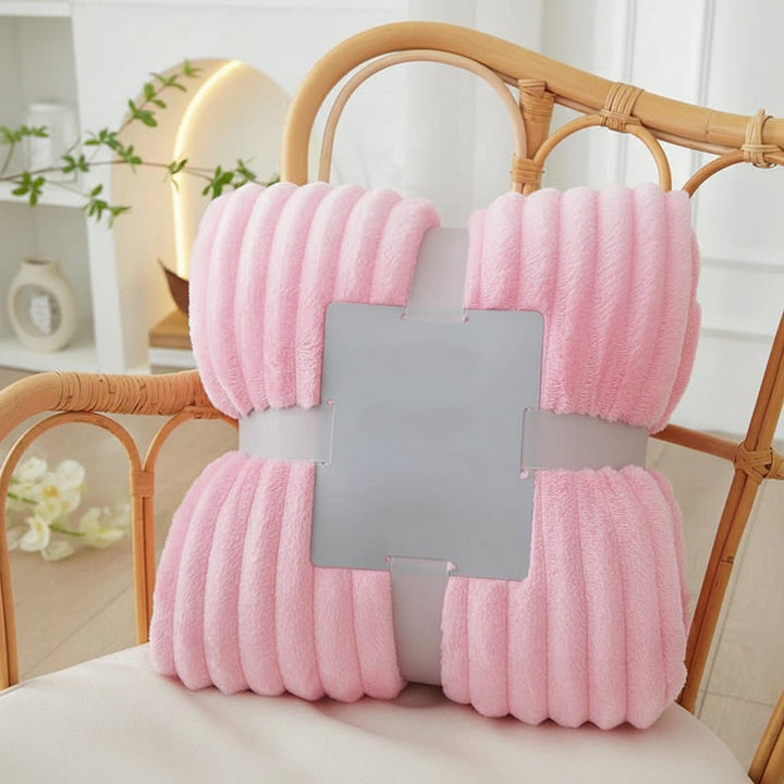 Wide Flannel Fleece Blanket with Stripe Pattern