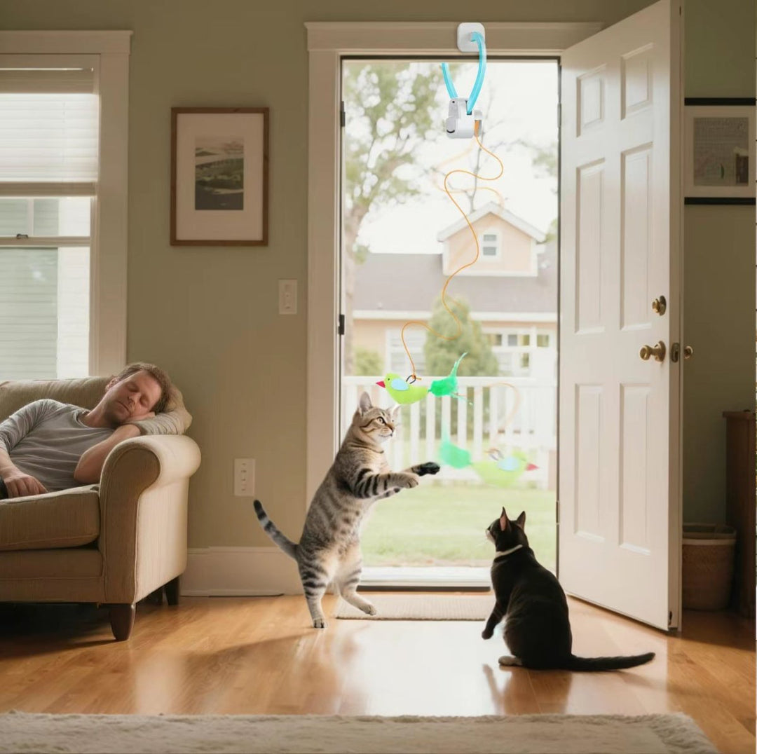 Motion-Activated Bird Toy for Indoor Cats