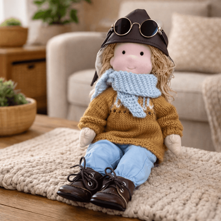 Handmade Waldorf Doll Crafted from Cotton for Creative Play
