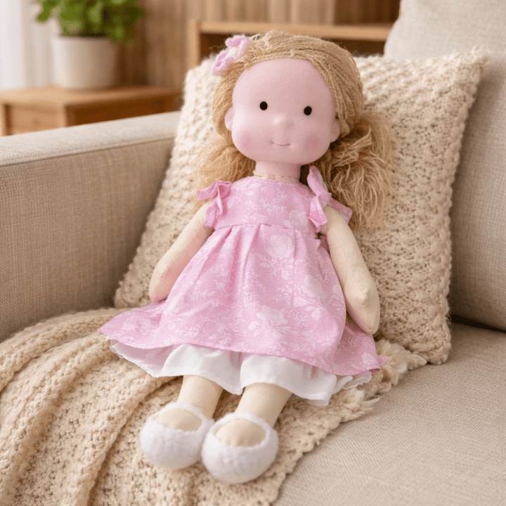 Handmade Waldorf Doll Crafted from Cotton for Creative Play