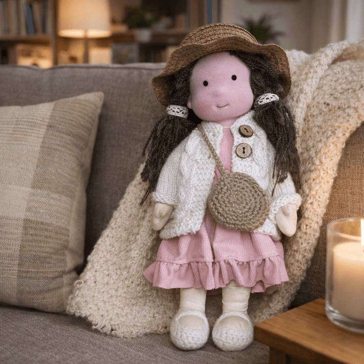 Handmade Waldorf Doll Crafted from Cotton for Creative Play
