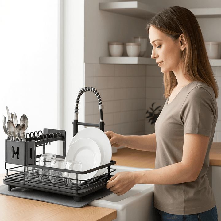 Foldable Stainless Steel Dish Rack - Space-Saving Design for Modern Kitchens