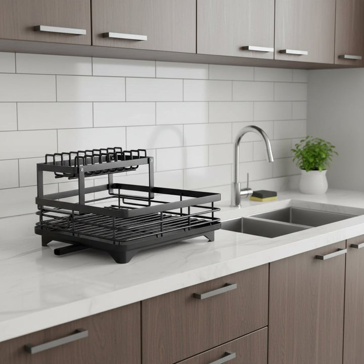 Foldable Stainless Steel Dish Rack - Space-Saving Design for Modern Kitchens