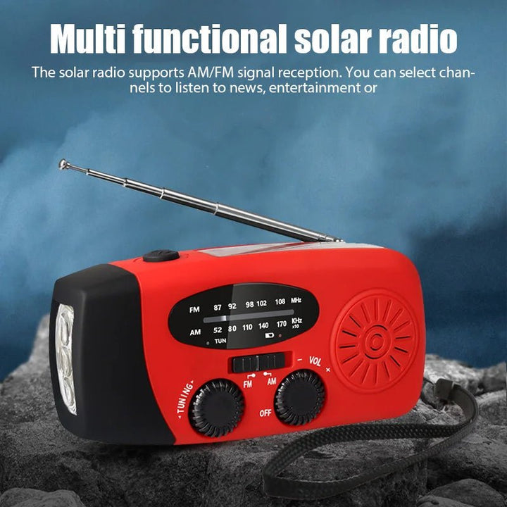 All-in-One Emergency Radio with LED Light, Hand Crank Power & Weather Updates