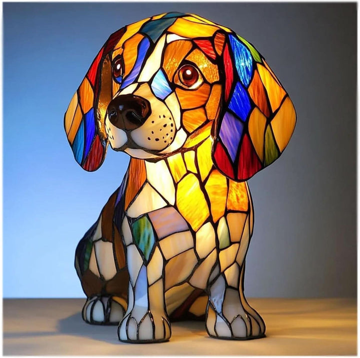 Artistic LED Night Light – Shimmering Dog Breed Statue