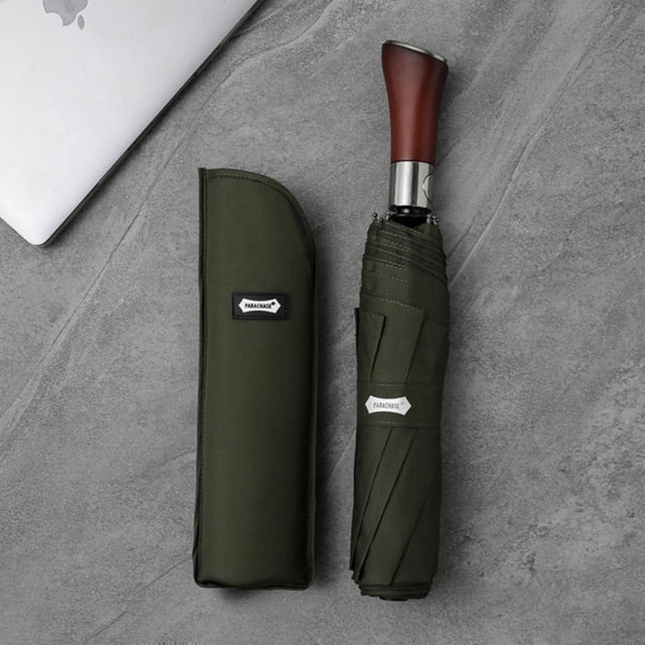 Auto-Open Umbrella with Elegant Wooden Handle