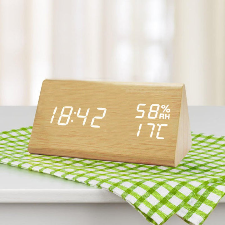 Simple Digital Wooden Clock with Temperature Display and Light Control