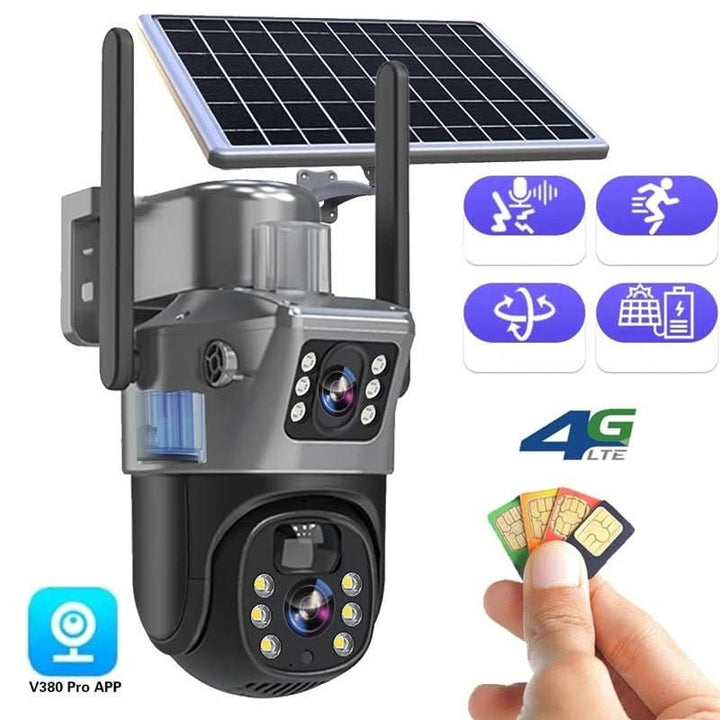 Wireless 4K Security Camera with Solar Panel and 360° Full View