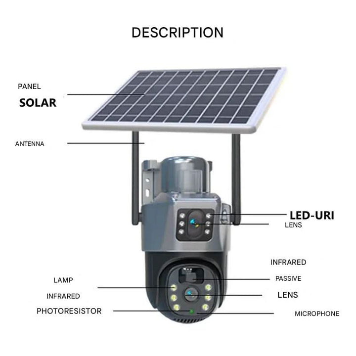 Wireless 4K Security Camera with Solar Panel and 360° Full View