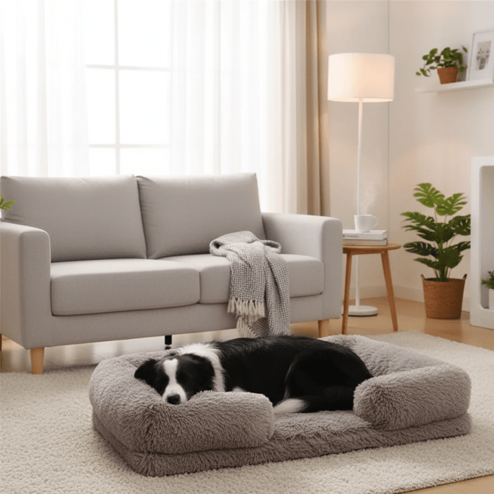 Memory Foam Dog Bed with Plush Side Supports