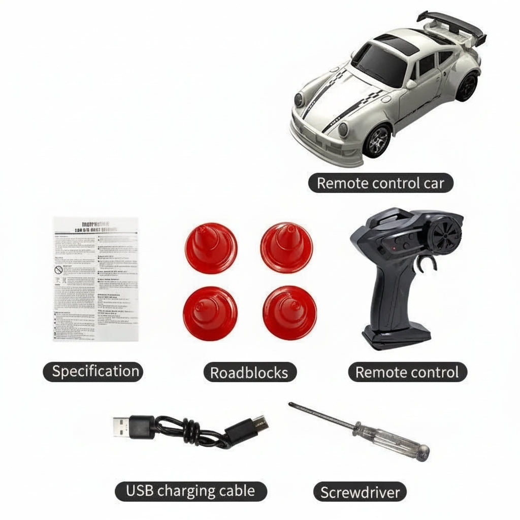 Compact 1:64 Remote-Controlled Drift Car for Smooth Gliding