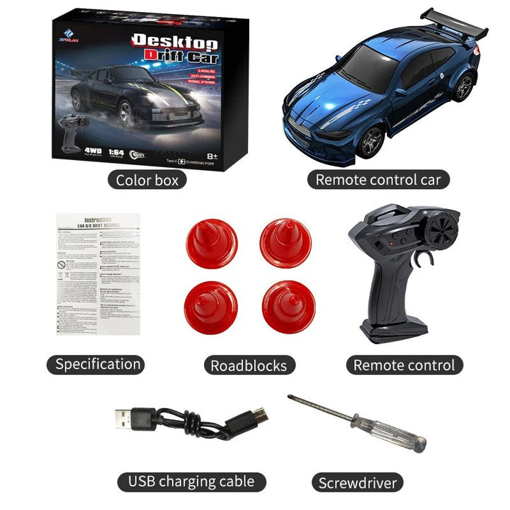 Compact 1:64 Remote-Controlled Drift Car for Smooth Gliding