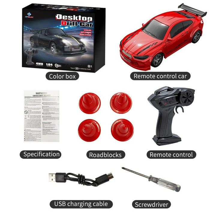 Compact 1:64 Remote-Controlled Drift Car for Smooth Gliding