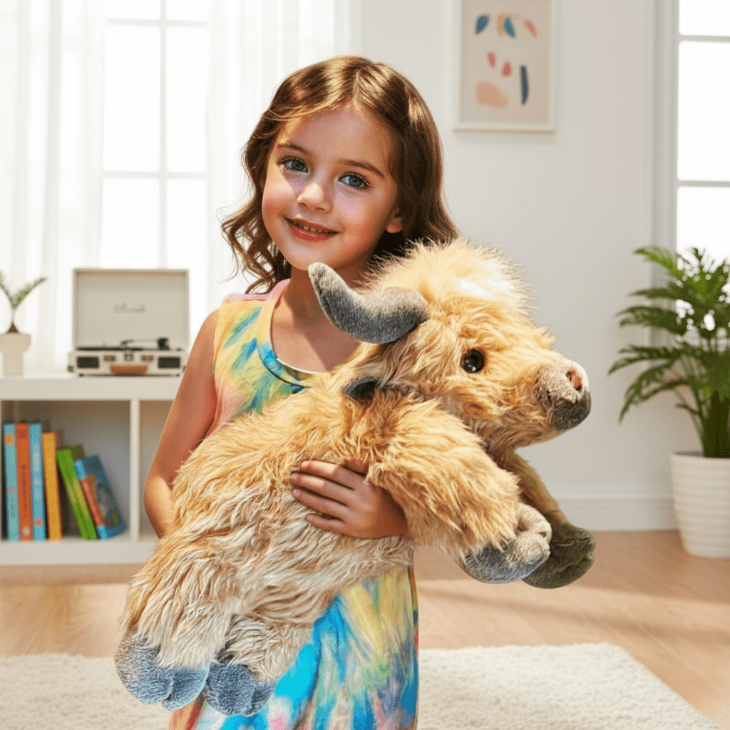 Charming Highland Cow Plush Toy with Fluffy, Rustic Charm