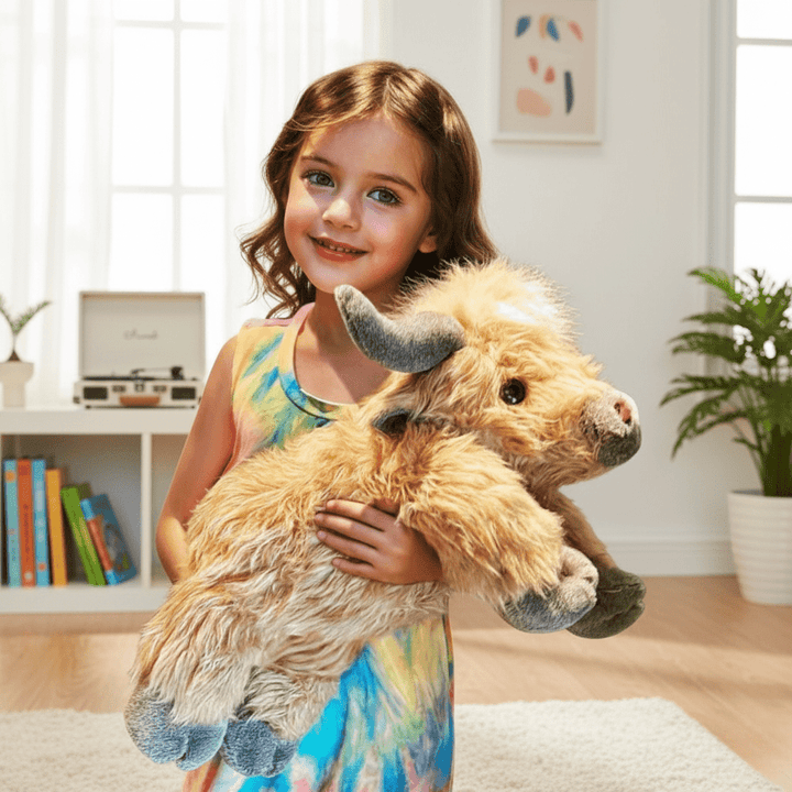 Charming Highland Cow Plush Toy with Fluffy, Rustic Charm