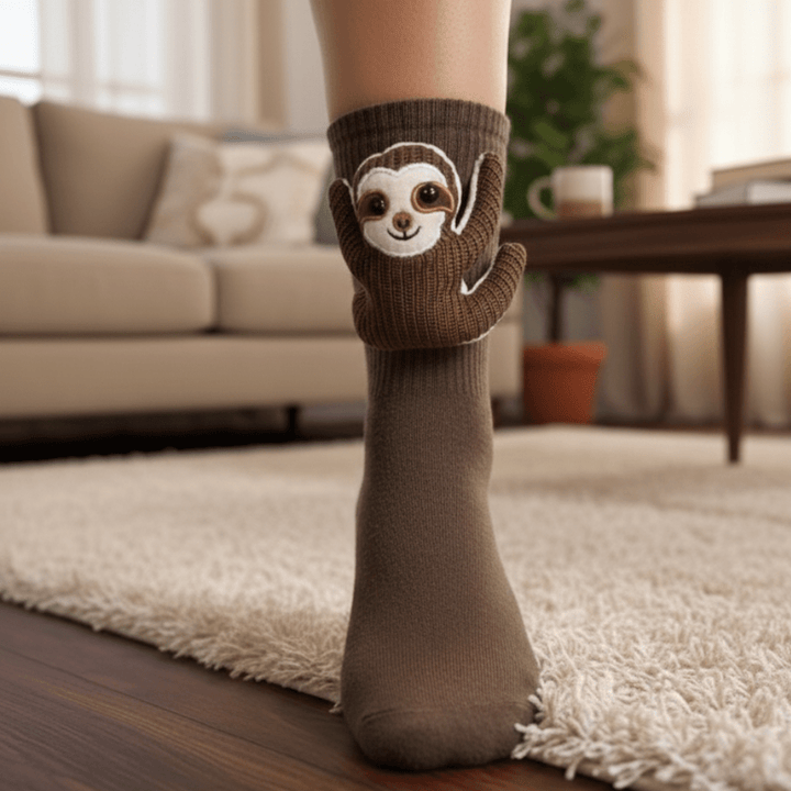 Cozy House Socks with Adorable 3D Animal Design and Safe Non-Slip Sole