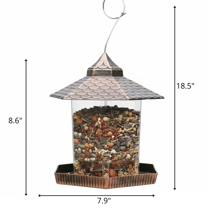 Elegant Copper-Look Bird Feeder for Weatherproof Hanging Decoration