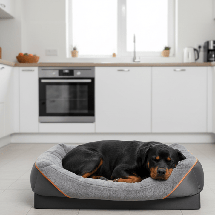 Waterproof Orthopedic Dog Bed with Elevated Pillow & Memory Foam Support