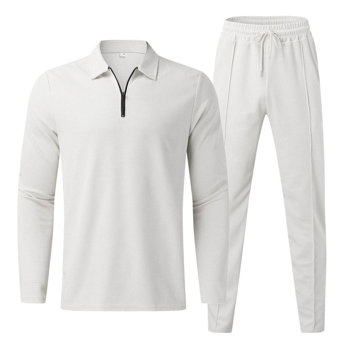 Men's Quarter-Zip Long Sleeve Polo and Pants Set | Lounge Set