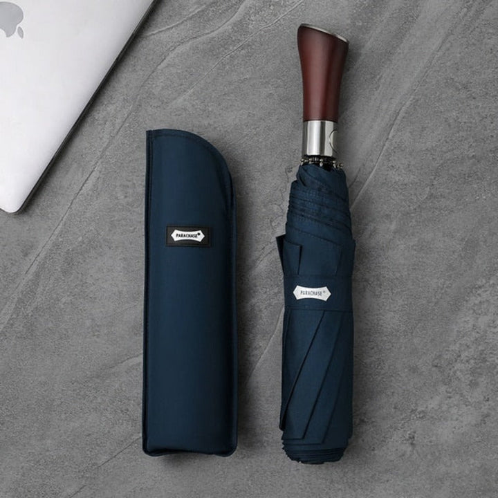 Auto-Open Umbrella with Elegant Wooden Handle