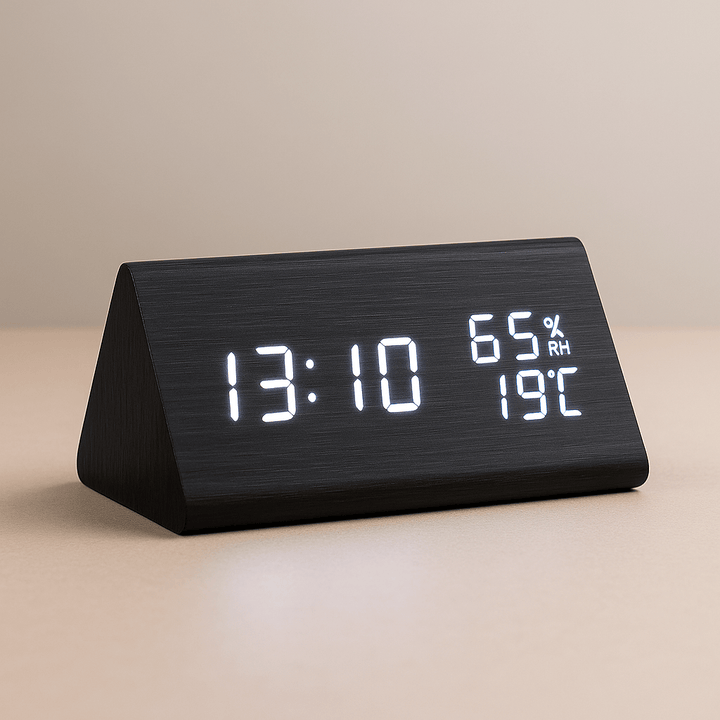 Simple Digital Wooden Clock with Temperature Display and Light Control
