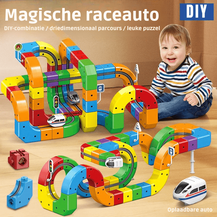 3D Train Building Set for Kids with Rechargeable Locomotive