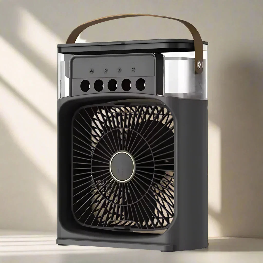 Portable 3-In-1 Mini Air Cooler, Humidifier, and Night Light for Desk
