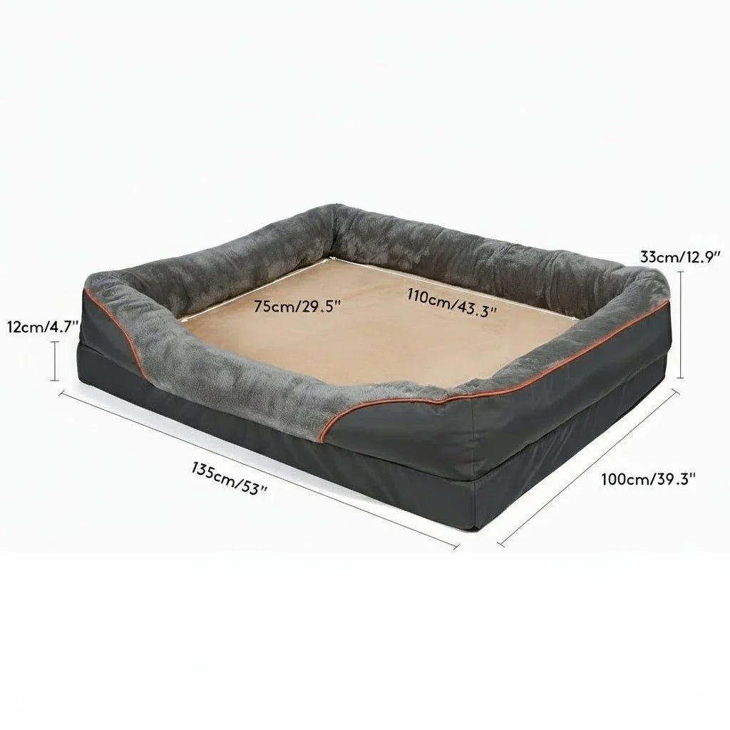 Waterproof Orthopedic Dog Bed with Elevated Pillow & Memory Foam Support