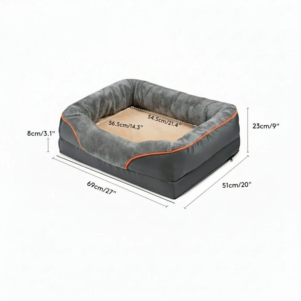 Waterproof Orthopedic Dog Bed with Elevated Pillow & Memory Foam Support