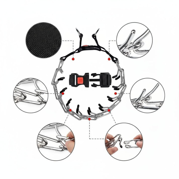 Dog Training Prong Collar with Durable Steel and Soft Nylon Protection
