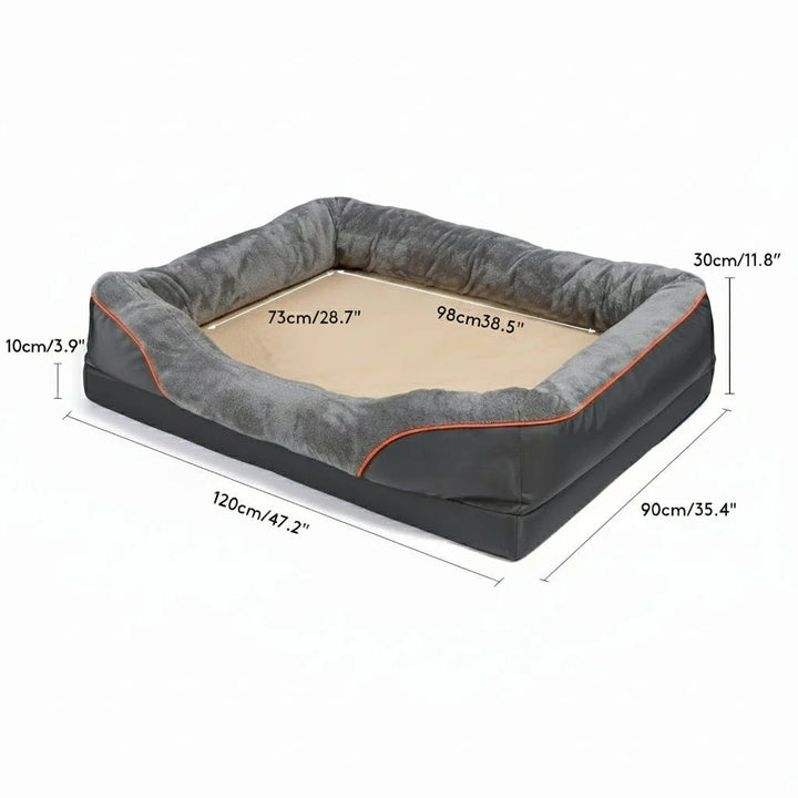 Waterproof Orthopedic Dog Bed with Elevated Pillow & Memory Foam Support