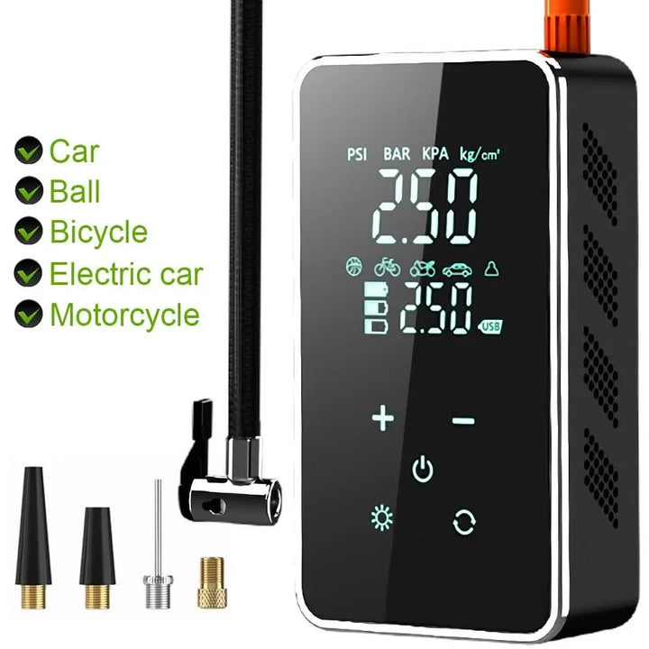 Portable Wireless Air Pump with Touchscreen – 150psi Air Pump for Cars and Bicycles