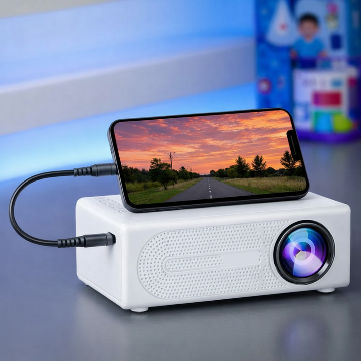 High-Intensity Mini Projector 3000 Lumens – Compact, HDTV & USB Compatible, Perfect for Home Theater & Outdoor Use!