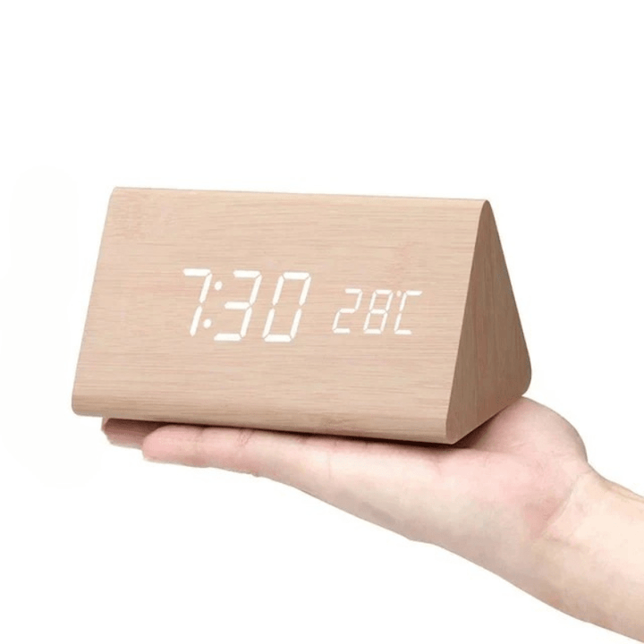 LED Wooden Clock with Voice Control for Stylish Time Display