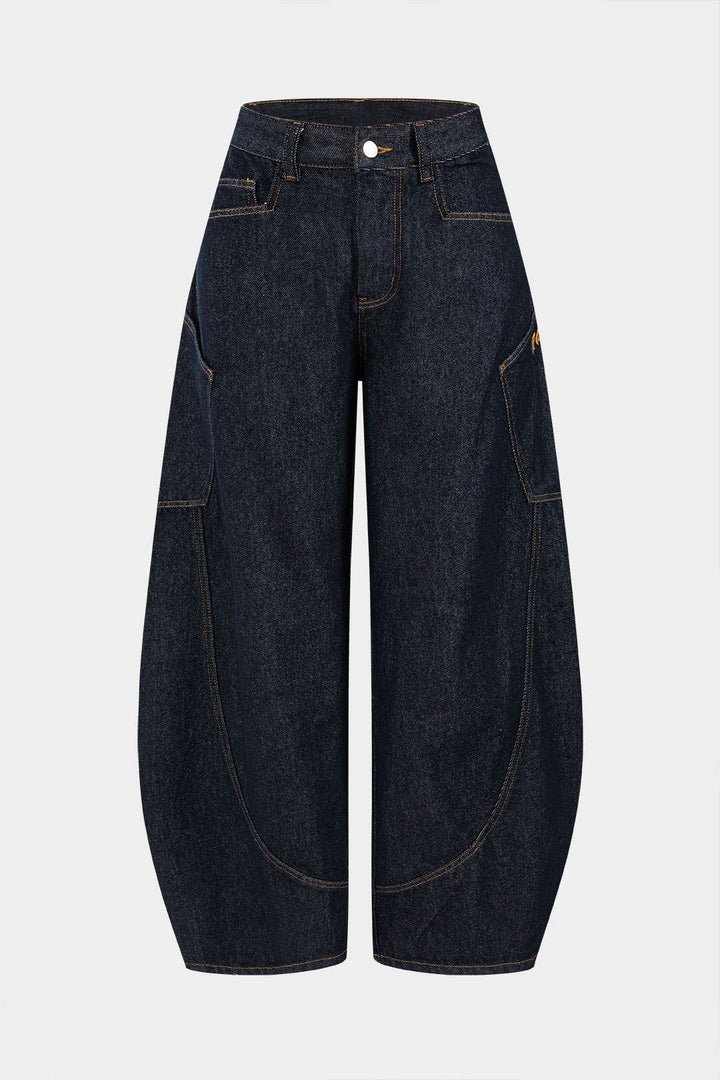 Women's Vintage Washed Wide Leg Barrel Jeans