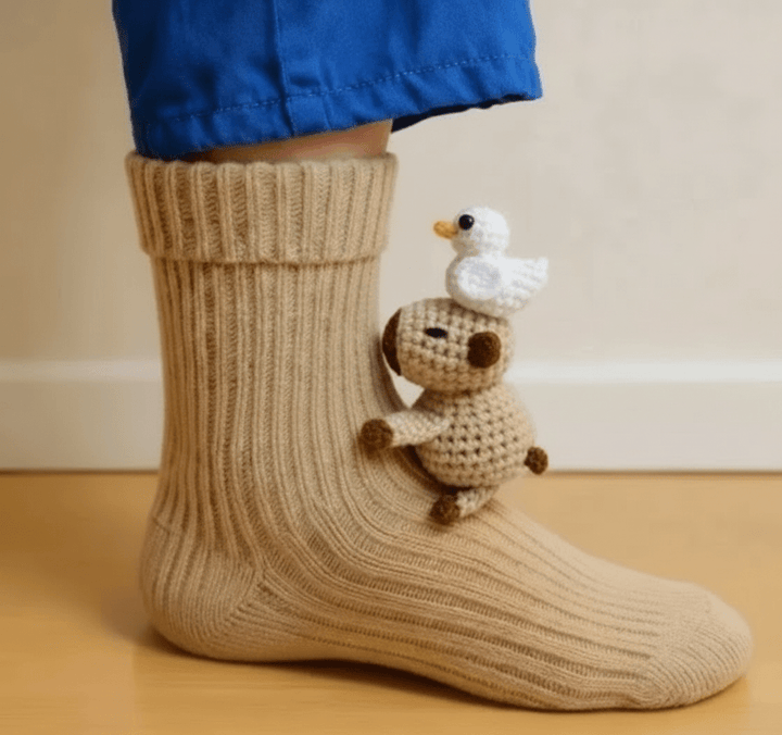 Cozy House Socks with Adorable 3D Animal Design and Safe Non-Slip Sole