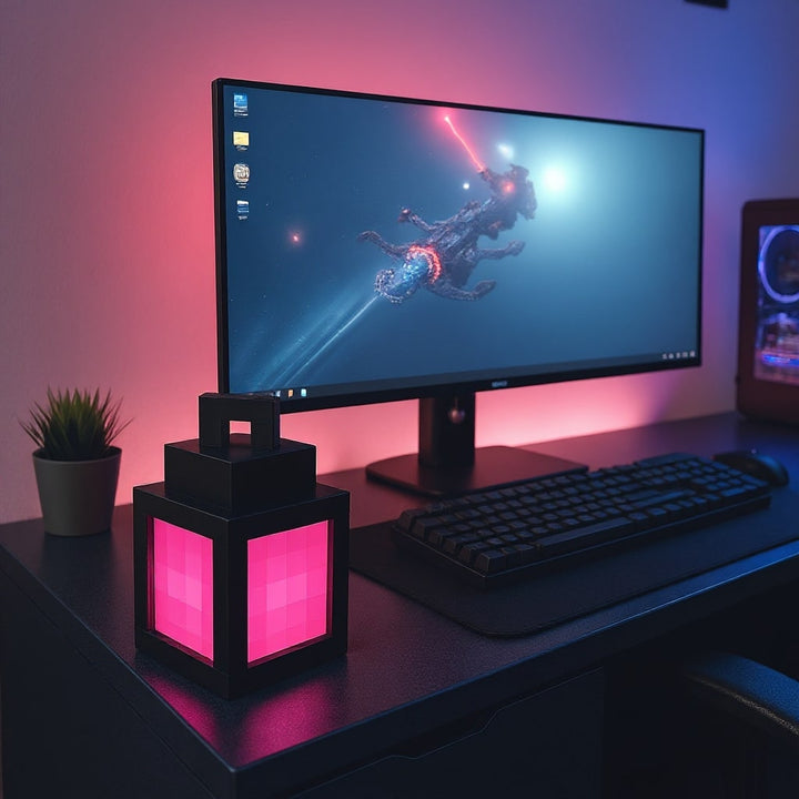 Wireless Table Lamp | Nightstand Light | Indoor Wall Light | Pixel-Inspired Design