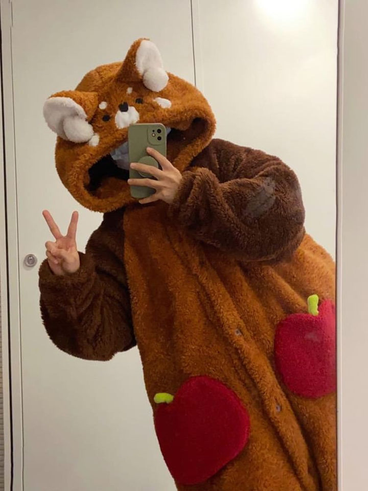 Snuggly Red Panda Cartoon Pajama Set for Ultimate Sleep and Comfort